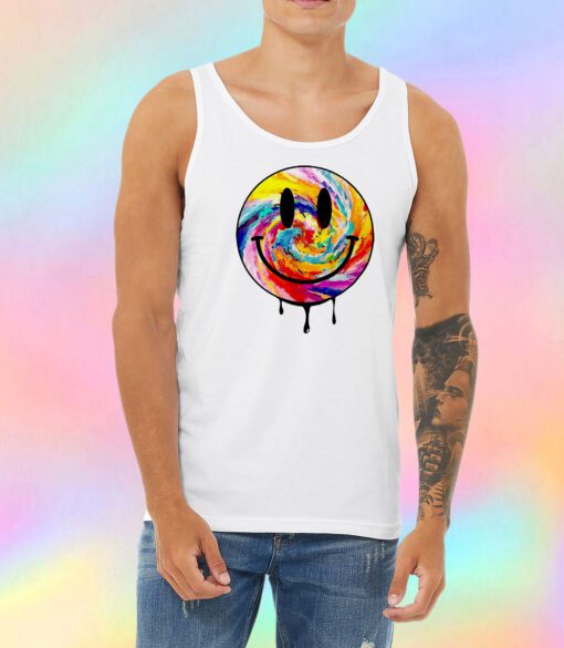 Acid Dripping Smiley Face Tie Dye Unisex Tank Top