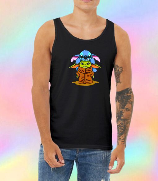 Baby Stitch And Baby Yoda Are Friends Unisex Tank Top