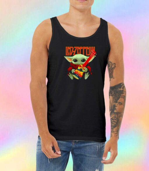 Baby Yoda Hug Ledzeppelin Guitar Unisex Tank Top