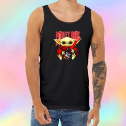 Baby Yoda hug Motley Crue Unisex Tank Top