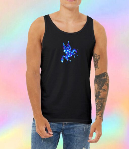 Blue Flowers Pegasus Unicorn Unisex Tank Top