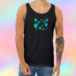 Blue Green Ombre Pawprint Pattern Unisex Tank Top