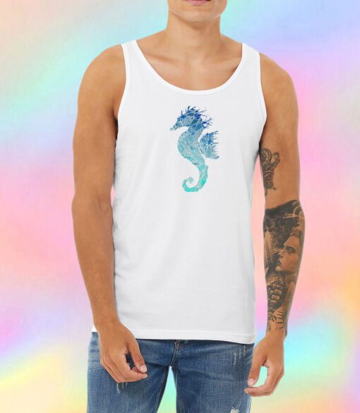 Blue Mandala Seahorse Unisex Tank Top