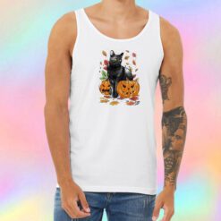 Cat Leaves and Pumpkins Unisex Tank Top