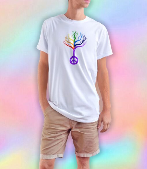 Rainbow Peace Sign Tree T Shirt