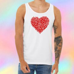 Red Floral Pattern Heart Unisex Tank Top