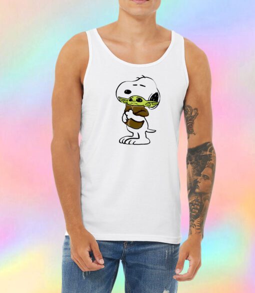 Snoopy Hugging Baby Yoda Star Wars Unisex Tank Top