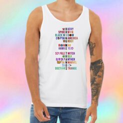 The Avengers Characters Name White Unisex Tank Top