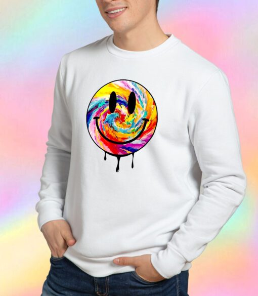 Acid Dripping Smiley Face Tie Dye Sweatshirt