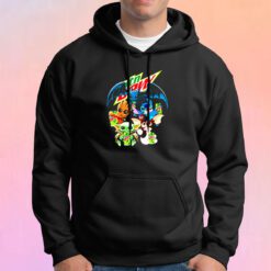 Baby Yoda Groot Stitch Toothless hugging Mtn Dew Hoodie