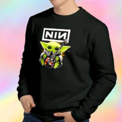 Baby Yoda hug Nine Inch Nails guitar Sweatshirt