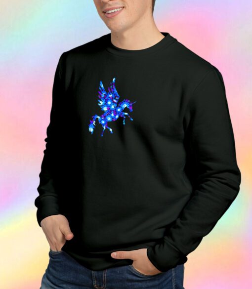 Blue Flowers Pegasus Unicorn Sweatshirt