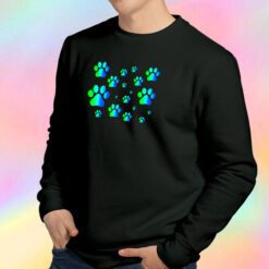 Blue Green Ombre Pawprint Pattern Sweatshirt