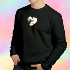 Grungy I Love Cyprus Heart Flag Sweatshirt