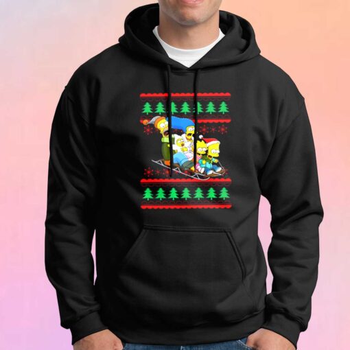 The Simpsons Christmas Family Sleigh Funny Hoodie