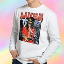 Aaliyah Red Outfit Distressed Sweatshirt