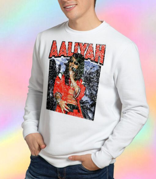 Aaliyah Red Outfit Distressed Sweatshirt