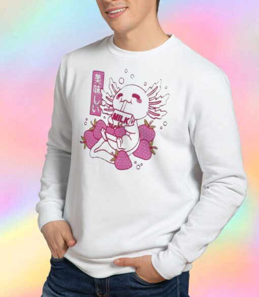 Axolotl Strawberry Milk Funny Sweatshirt