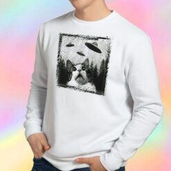 Funny Cat Selfie with UFO Sweatshirt