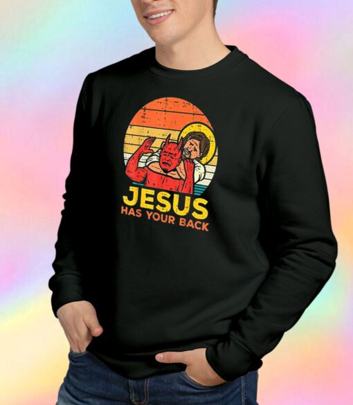 Jesus Has Your Back Funny Jiu Jitsu Retro Sweatshirt