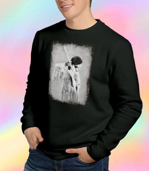 Jimi Hendrix Guitar God Portrait Splatter Wash Sweatshirt