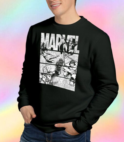 Marvel Avengers Retro Black and White Comic Sweatshirt