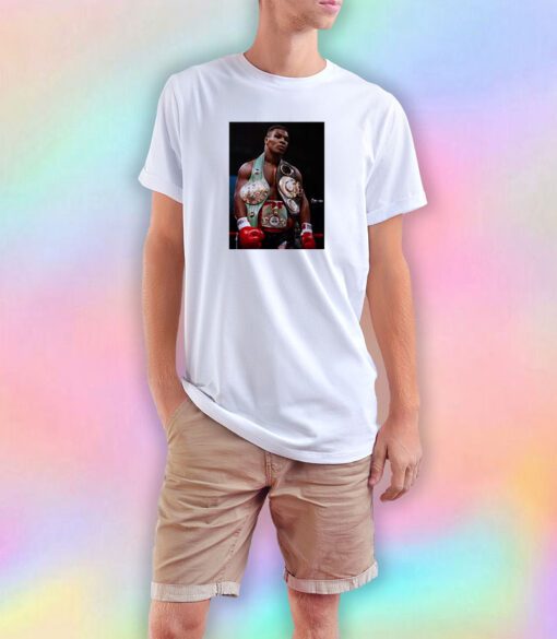 Mike Tyson With Belts Heavyweight Boxing Champion Fan T Shirt