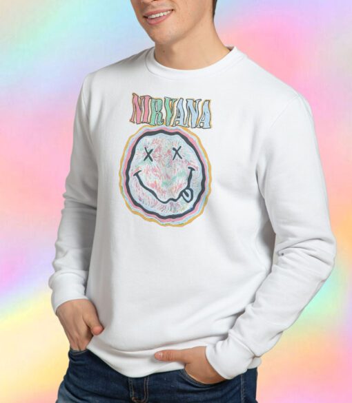 Nirvana Pastel Colored Smile Logo Boyfriend Sweatshirt