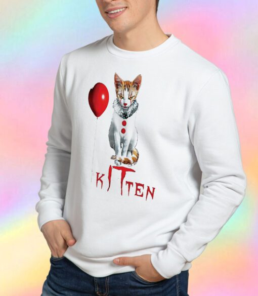 Scary Kitten Clown Cat Lover Funny Halloween Costume Sweatshirt